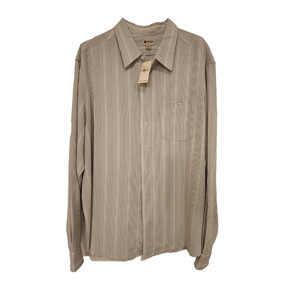 HAGGAR mens 3XLT Tall long sleeve white striped casual dress shirt big tall new